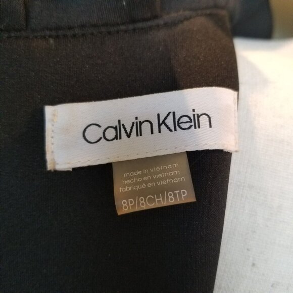 Calvin Klein Sleeveless Dress Black Blouse Size 8 Ruffle Collar Zipper Exposed - Picture 9 of 14